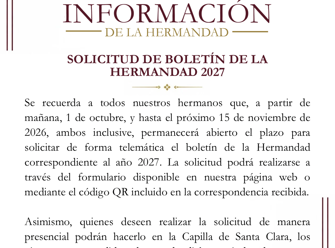 SOLICITUD DEL BOLETÍN 2027