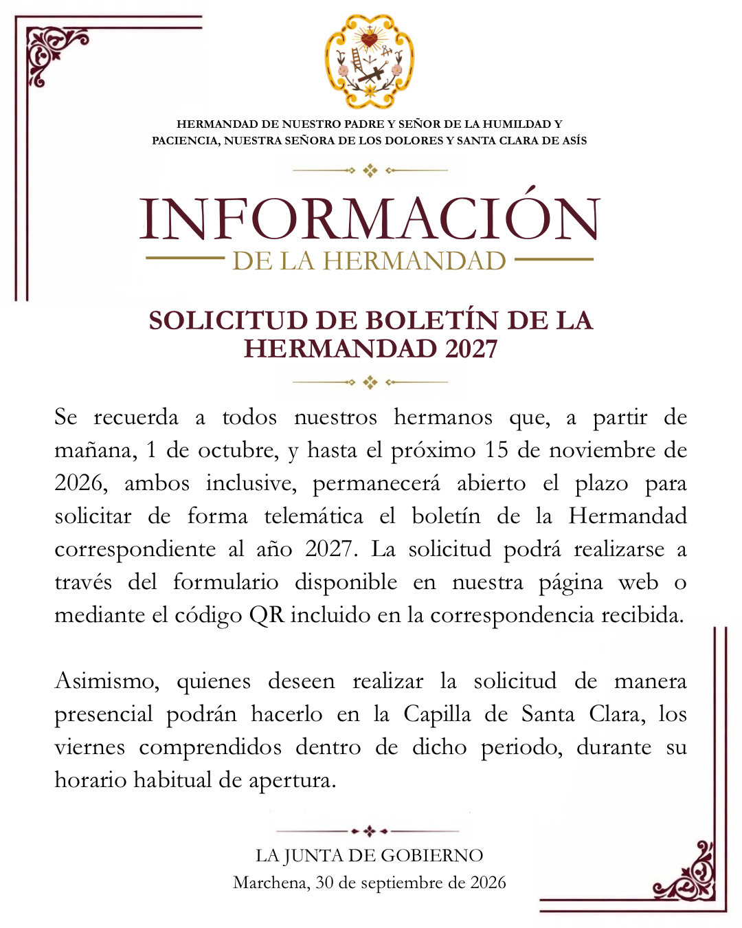 SOLICITUD DEL BOLETÍN 2027