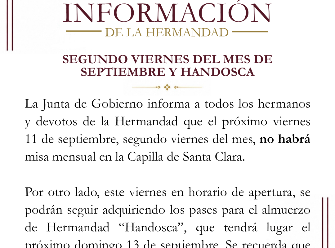 INFORMACIÓN DE LA HERMANDAD