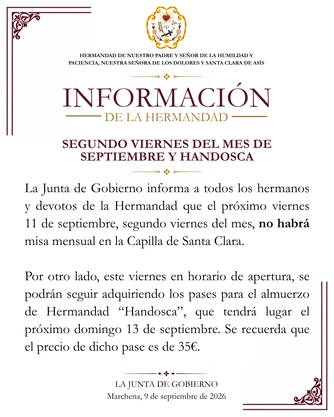 INFORMACIÓN DE LA HERMANDAD